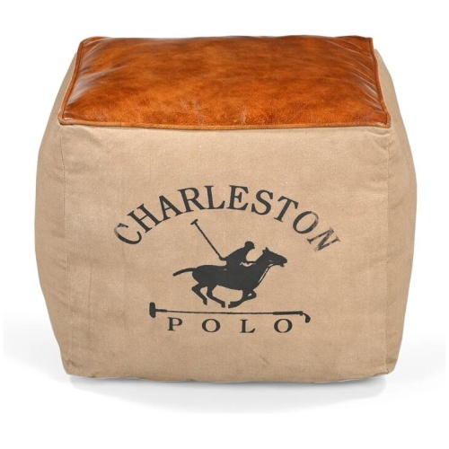 Charleston Vintage Rustic Polo Square Foot Stool Ottoman