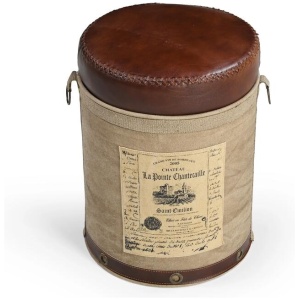 Chateau Vintage Rustic Round Foot Stool Ottoman
