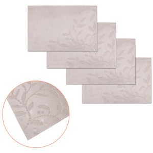Choice Set of 4 PVC Table Placemats Leaves Taupe