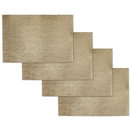 Choice Set of 4 PVC Table Placemats Spring Buds Gold