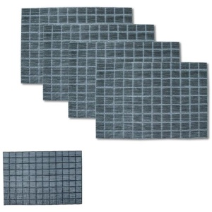Choice Set of 4 Reversible PVC Table Placemats Checkered Grey