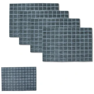 Choice Set of 4 Reversible PVC Table Placemats Checkered Grey