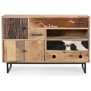 Clyde Chest of Drawers Hand Carved & Cow Patterened Sideboard Storage Cabinet