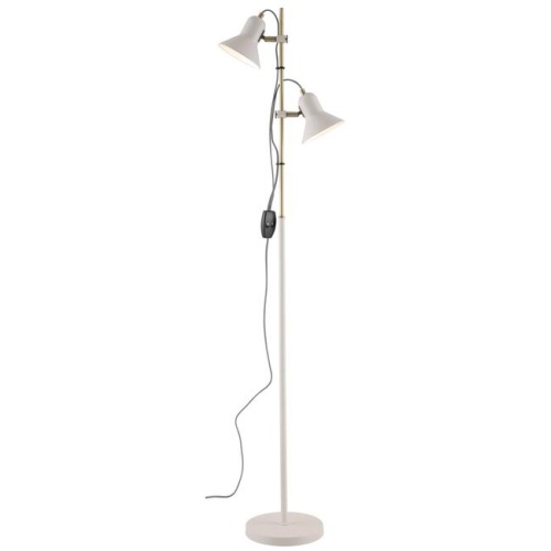Corelli 2 Floor Lamp, Antique Brass, White