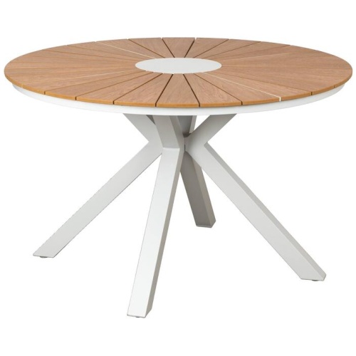 Corinda 120cm Teak Top & Aluminium Round Dining Table