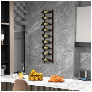 CostwayRust-proof Metal Wall Mounted Wine Rack for 6/9/12 Bottles-9 Bottles