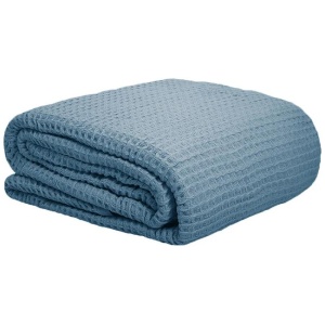 Cotton Waffle Blanket Dusk Blue Single