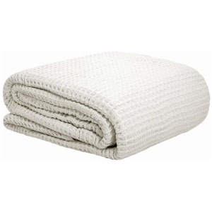 Cotton Waffle Blanket White Single