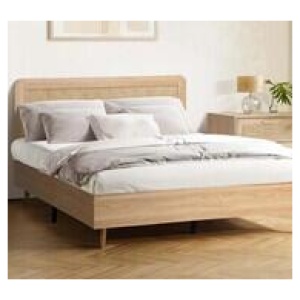 Dahlia Queen Rubberwood Bed In Neutral