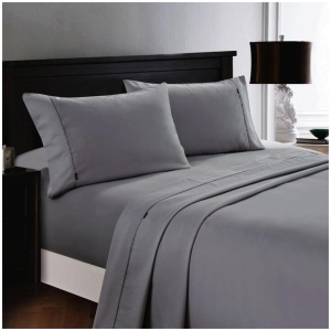 Deluxe Linen 1200TC Cotton Rich Sheet Set Charcoal King Single