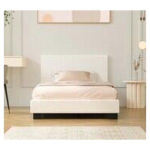Demetrius King Single Boucle Bed In White