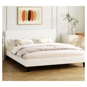 Demetrius Queen Boucle Bed In White