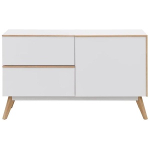 Design Square Autumn Scanvinadian Small Sideboard Buffet Unit Storage Cabinet - White/Oak