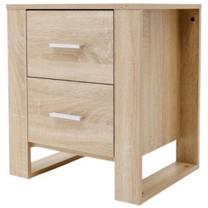 Design Square Bedside Nighstand Side Table W/ 2-Drawer - Oak