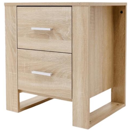 Design Square Bedside Nighstand Side Table W/ 2-Drawer - Oak