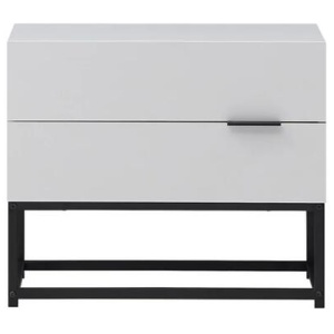Design Square Brian Modern Bedside Table Nightstand W/ 2-Drawers - White/Black