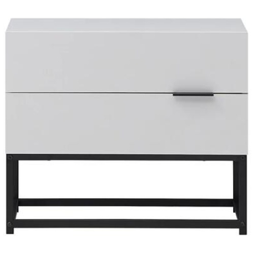 Design Square Brian Modern Bedside Table Nightstand W/ 2-Drawers - White/Black