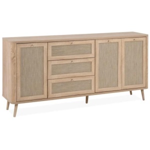 Design Square Cliff Wooden Buffet Unit Sideboard Storage Cabinet 3-Doors 3-Drawers Oak
