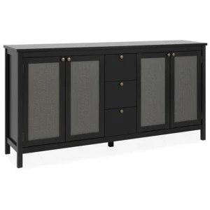 Design Square Cliff Wooden Buffet Unit Sideboard Storage Cabinet 4-Doors 3-Drawers Oak