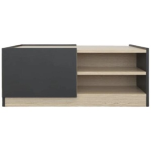 Design Square Eleanor Modern Open Shelf Coffee Table W/ 2-Doors - Oak/Black