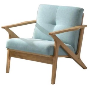 Design Square Fabric Lounge Wood Accent ArmChair Lounge Couch - Oak Frame - Mint