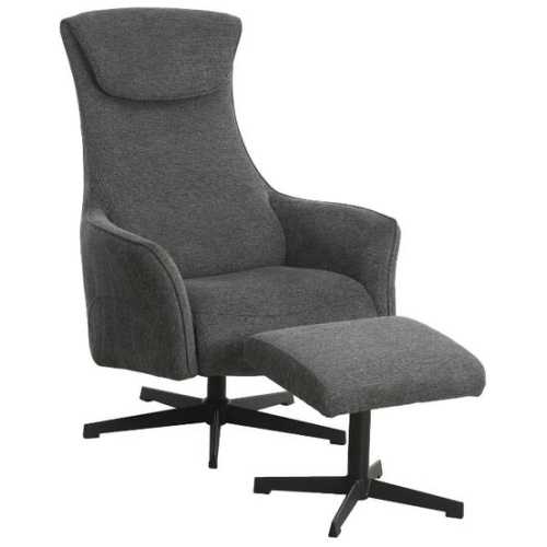 Design Square Fabric Relaxing Accent Lounge Armchair With Footstool Ottoman - Grey