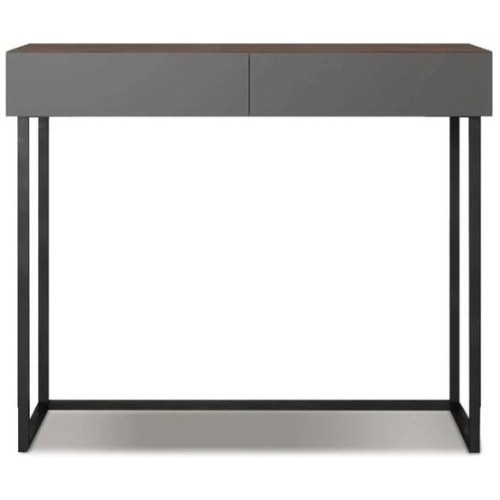 Design Square Greyson Modern Hallway Console Hall Table W/ 2-Drawers - Walnut/Grey