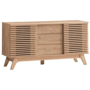 Design Square Karyn Wooden Sideboard Buffet Unit Storage Cabinet W/ 2-Doors 3-Drawers - Oak
