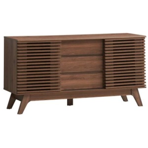 Design Square Karyn Wooden Sideboard Buffet Unit Storage Cabinet W/ 2-Doors 3-Drawers - Walnut