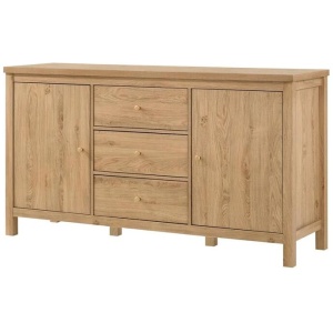 Design Square Kayle Classic Scandinavian Sideboard Buffet Unit Storage Cabinet - Oak