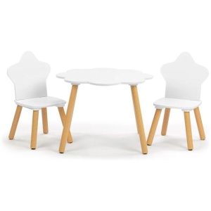Design Square Liam Kids Furniture Cloud Table and 2x Star Chairs - White/Oak