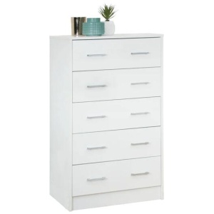 Design Square Marcus Modern Wooden Chest 5-Drawers Tallboy Storage Cabinet - White