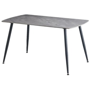 Design Square Modern Rectangular Faux Marble Ceramic Top Kitchen Dining Table 140cm Black