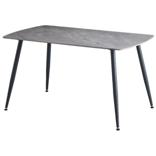 Design Square Modern Rectangular Faux Marble Ceramic Top Kitchen Dining Table 140cm Black