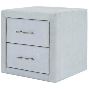 Design Square Modern Velvet Fabric 2-Drawers Nightstand Bedside Side Table - Grey