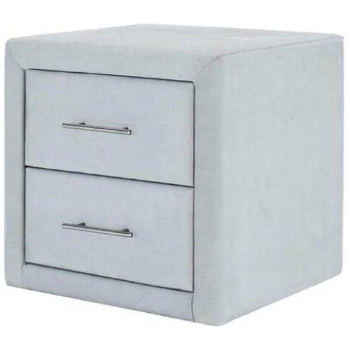 Design Square Modern Velvet Fabric 2-Drawers Nightstand Bedside Side Table - Grey