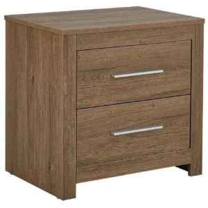 Design Square Modern Wooden BedSide Side Table Nightstand - Dark Oak