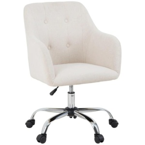 Design Square Nancy Polyester Fabric Home Office Working Computer Task Chair White