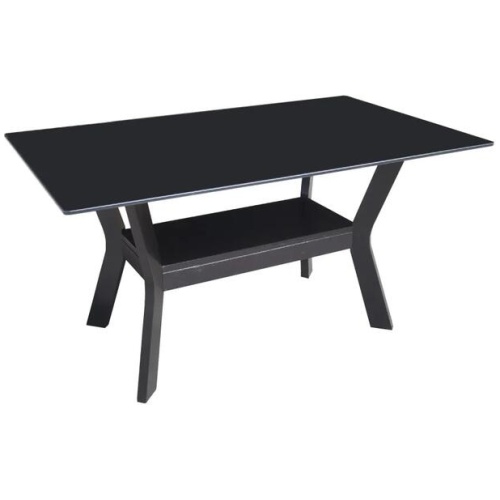 Design Square Rectangle Dining Table Glass Top Wooden Frame - Cappucino