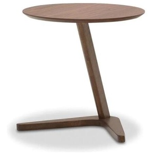 Design Square Round End Lamp Side Table - Walnut