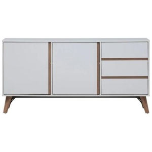 Design Square Sanford Buffet Unit Sideboard Storage Cabient W/ 2-Doors 3-Drawers - White/Oak