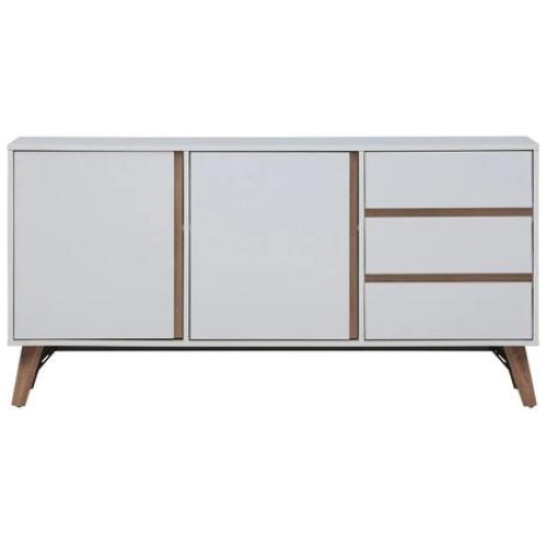 Design Square Sanford Buffet Unit Sideboard Storage Cabient W/ 2-Doors 3-Drawers - White/Oak