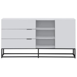 Design Square Shia Buffet Unit Sideboard Storage Cabinet W/ 1-Door 3-Drawers - White/Black