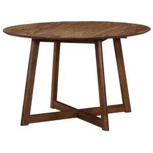 Design Square Stylish Modern Wooden Timber Round Kitchen Dining Table 120cm Walnut