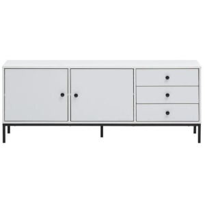 Design Square Urbano Low Sideboard Buffet Unit W/ 2-Doors 3-Drawers - White/Black