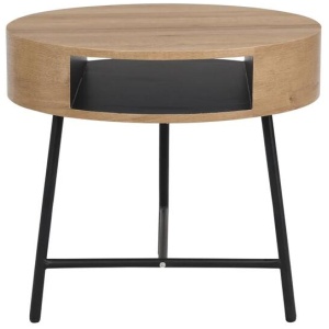Design Square Willow Modern Scandinavian Wooden Round Side Table - Oak/Black