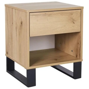 Design Square Wooden Bedside Nightstand Side Table 1-Drawer - Natural