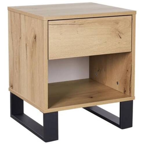 Design Square Wooden Bedside Nightstand Side Table 1-Drawer - Natural