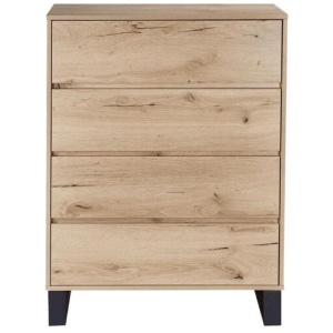 Design Square Wooden Chest Of 4-Drawers Tallboy Storage Cabinet - Natural
