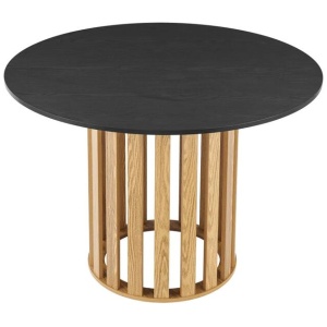 Design Square Ximena Round Wooden Kitchen Dining Table 110cm Oak/Black